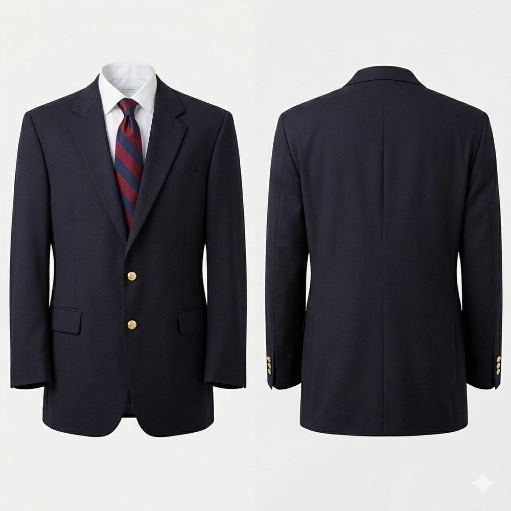 Oscar de la Renta Blazer Men 44L 100% Wool Navy Blue‎ Sports Coat Classic Fit